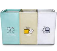 Recycling Bin Bags for Kitchen Home Office/Separate Recycling Waste Bin Bags/Donation Bag/Organizer Baskets/Laundry Baskets/Multi-Function/Portable Indoor Outdoor/Big Compartment/3 PCS