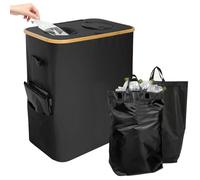 Recycling Bin for Kitchen Home,Recycling Bins with Flip Top,Separate Recycling Waste Bags with 2 Bags,140L Recyclable Waste Trash Sorting Organizer for Collecting Empties,Deposit Bottles