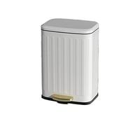 Recycling Bins 6L/12L Household Kitchen Living Room Trash Can Large-capacity Pedal Double-layer Garbage Can Stainless Steel Trash Can Waste Paper Basket(White,6L)