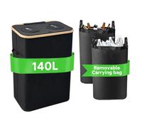 Recycling Bins for Kitchen, 140L Large Double Bin with Lid & Reusable Inner Bag, Easy to Install and Remove Bottle Collector Empties Recycling Bin for Plastic Bottles Indoor Home Kitchen Bin - Black