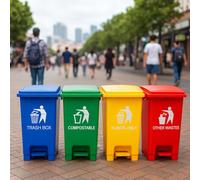 Recycling Dustbin Rubbish Pedal Bin Waste Trash Bin | Recycling Pedal Bin Home Bedroom Bathroom Kitchen | Waste Trash Kitchen Indoor Outdoor Rubbish (Black, 30 L)