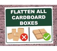 Recycling Flatten All Cardboard Boxes Information Warning Sign Self Adhesive Gloss Sticker A1 841mm x 594mm