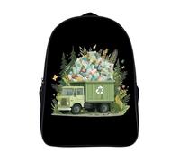 Recycling Garbage Truck 16 Inches Backpack Work Travel Laptop Bag Double Compartment Casual Daypack