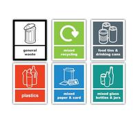 Recycling General Waste Trash - wheelie Bin Stickers - 6 Pack Waterproof Weatherproof Sunresistant - 110mm x 90mm - For Trash & waste Organization