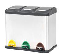 Recycling Pedal Bin 24L Stainless Steel Silver/Black 46x26.5x39.5cm 3x8L PP 3pc