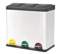 Recycling Pedal Bin 54L Silver & Black Stainless Steel 60.5x34x56.5cm 3x18L PPL