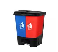 Recycling Pedal Bin Double Compartment Food Garden Kitchen Waste Bin with Two Compartments for Kitchen Bedroom Workspace Office 16L 20L 40L (Blue & Red, 40L)