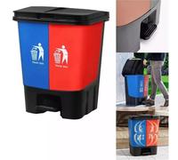 Recycling Pedal Bin Double Compartment Food Garden Kitchen Waste Bin with Two Compartments for Kitchen Bedroom Workspace Office 16L 20L 40L (Blue & Red, 20L)
