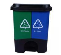 Recycling Pedal Bin Double Compartment Food Garden Kitchen Waste Bin with Two Compartments for Kitchen Bedroom Workspace Office 16L 20L 40L (Blue & Green, 40L)