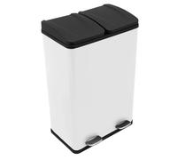 Double Pedal Bin Dual Compartments 60L Rubbish Capacity Recycling Waste Dustbin