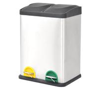 Recycling Pedal Bin Silver & Black 36L Stainless Steel Dual 2x18L for Home Use.