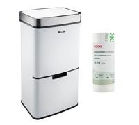 Recycling Sensor Bin 75L with 25 Biodegradable Bin Bags Cooks Professional White One Size