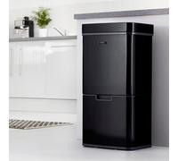 Recycling Sensor Bin 75L with Dual Compartments & Food Caddy Cooks Professional Black One Size