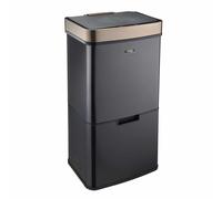 Recycling Sensor Bin 75L with Food Caddy & 4 Compartments Dustbin Black/Copper