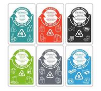 Recycling signs complete pack of 6 essential for recycling bins - High tack self-adhesive sticker (150mm x 100mm) Viewing Distance within 3m.