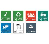 Recycling signs pack of 7 self-adhesive vinyl signs - 20 x 20 cm