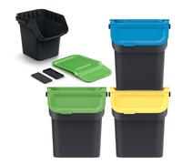 Recycling Sorting Bin Set Carbon Filter Waste Separation 3x 20L 3x 25L Stackable