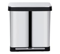Recycling Trash Can, 60L Dual Compartment 30L x 2 Stainless Steel Kitchen Garbage Bin with Separate Pedals, Smudge-Proof Soft-Close Lids, Space-Saving Design for Home and Office Waste Sorting