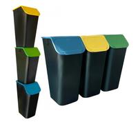 3x 35L Sorting Waste Bin Set Recycling Segregation Stackable Filter Compartment