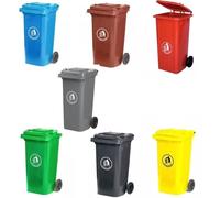 Recycling Wheelie Bin Dustbin Rubbish Waste Trash Kitchen Home Office 100L 120L EN840 | Outdoor Rubbish Waste Can with Wheels | Recycling Food Dustbin (Brown, 100L)