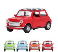 (red, 1/32-Size:11*5.1*5cm) 1/32 Pull Back Vintage Car, Chessboard Grid Vintage Car, Lightweight Sturdy Exquisite Alloy Cute Car Model Easy To Play for Car Model Collection