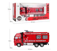 (red, 1/32-Size:18.5*9*5cm) 1/32 Alloy Water Tanker Model Simulation Fire Transport Vehicle Pull Back Car Inertia Toy Car Metal Children Toy Car