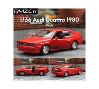 (Red) 1/36 Audi Quattro Toy Car Model RMZ CiTY Miniature Free Wheel Pull Back Doors Openable Diecast Metal