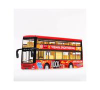 (Red) 1/36 Toy Car Model Hong Kong Double-decker Bus Diecast Alloy Model Base Plastic Rubber Tire Door Can