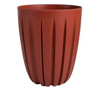 (Red, 1.8L (D:13.7cm H:16.8cm)) Round Flower Pot Planter with insert Grooved Plastic Indoor Outdoor