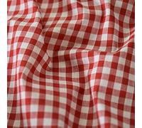 Red - 1 Metre - ¼” Gingham Check Polycotton Fabric Checked Fabric Chequered Tablecloth Dressmaking Material Corded Woven Gingham 112cm Width