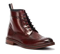 (Red, 10 (Adults')) Ben Sherman Alfred Brogue Leather Men's Burgundy Boots