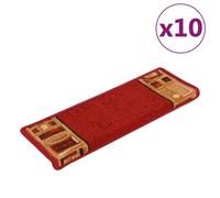 (red, 10 pcs/Rectangular) vidaXL Self-adhesive Stair Mats Carpet Stair Treads Stair Step Protector Rug