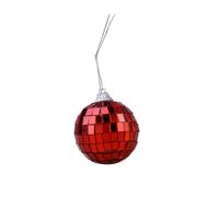 Red 10cm Mirror Disco Ball for Dj Booth Decor and Parties | Glass and Polypropylene Build, Solid Construction, Spotlight Reflections, Christmas Tree Branches Random Color