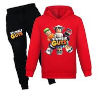 (Red, 11-12 Years) Tmall 7-14 Years Kids Teens Stumble Guys Tracksuit Set Hooded Sweatshirt Hoodies pants Casual Sports Outfits Gifts[hsf]
