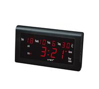 (Red) 12/24 Hours Desktop Clock Big Number Lcd Display Temperature Date Week Month Table Clock