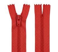 Red 12 Inch 30.5 cm Nylon Dressmaking Zip, Closed End, Size No #3, Auto Lock Pull, Standard Sewing & Craft Zipper - Perfect for Clothes, Bags, Cushions, Pockets & More - Giddy Square