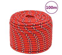 vidaXL Boat Rope Anchor Line Braided Cord UV Resistant Ship Marine Yacht Coil Rope Abrasion Resistant for Sailing Red 12 mm 100 m Polypropylene