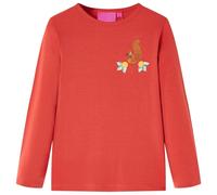 (red, 128) Kids' T-shirt with Long Sleeves Children's T Shirt Tops Tee Squirrel Design