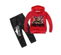 (Red, 140) Child Fortnite Hooded Clothing Sweatshirt Hoodie Unisex Kids Wear Game Clothing