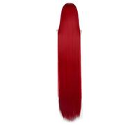 Red 150cm Extra -Long DIY Cosplay Wig Straight with Uncut Bangs Heat Resistant Synthetic Hair for Anime Game Character - Cut & Style Any Look, Adjustable Cap (59 Inch)(Red)