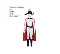 (Red, 160cm/62.99in) Puss In Boots 2 Cat Cosplay Costume Suit Hat Cloak Belt Covers Outfit Red Green