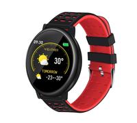 (Red) 2.5D Full Touch Screen Continuous Heart Rate Remote Camera Weather Forecast 20Days Standby Smart Watch
