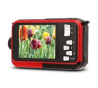 Red 2.7K 48MP 10ft Waterproof Underwater Digital Camera with 16X Zoom and Double Screens