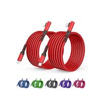 Red 2 Pack 10FT 60W/3A Nylon Braided USB C to USB C Cable, Right Angle 90 Degree, Fast Charging for iPhone 16/15, iPad Pro/Mini/Air, MacBook, Samsung Galaxy S24 and More