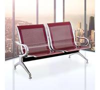 Red 2-Seat Waiting Room Chairs Airport Reception Bench with Backrests & Armrests Office Lobby Furniture for Clinics Banks & Airports - Stylish & Comfortable Seating