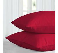 (Red) 2 X Pillow Case Luxury 100% Poly cotton Housewife Pair Pack Pillows Cover Cases