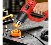 (Red) 2000W High Power Heat Gun - Dual Temperature Control with 4 Stainless Steel Nozzles for PVC Shrinking, Paint Removal & DIY Tasks