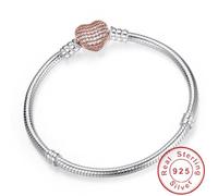 (red, 20CM) Lose Money Sale Original Handmade Bracelet Diy Jewelry 925 Sterling Silver Snake Chain Bracelets For Women Heart Clasp Making
