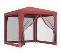 vidaXL Party Tent with 4 Mesh Sidewalls Red 2.5x2.5 m HDPE, Red