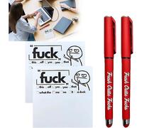 (Red, 2pcs) Fresh Outta Fucks Pad And Pen, Funny Sticky Notes And Pen Set, To Do List Notepad Markers, White Elephant Gift, Gifts For Friends